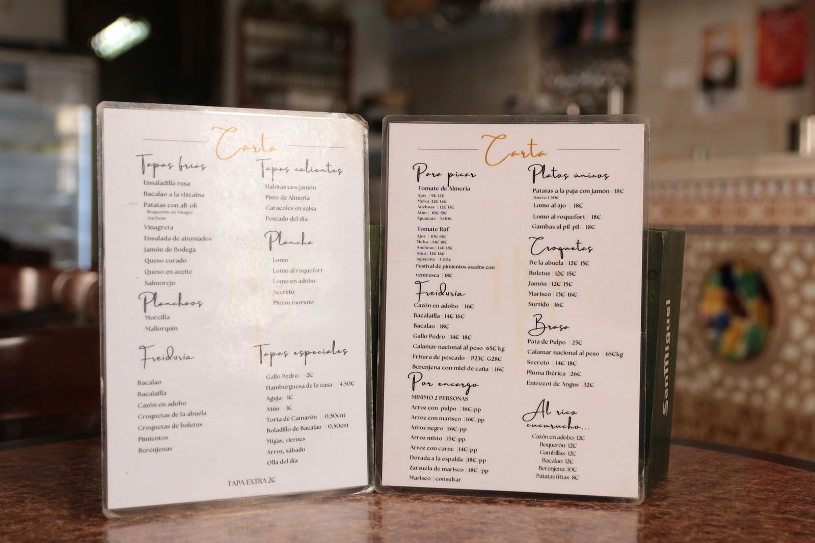 Tapas frías, calientes, plancha...