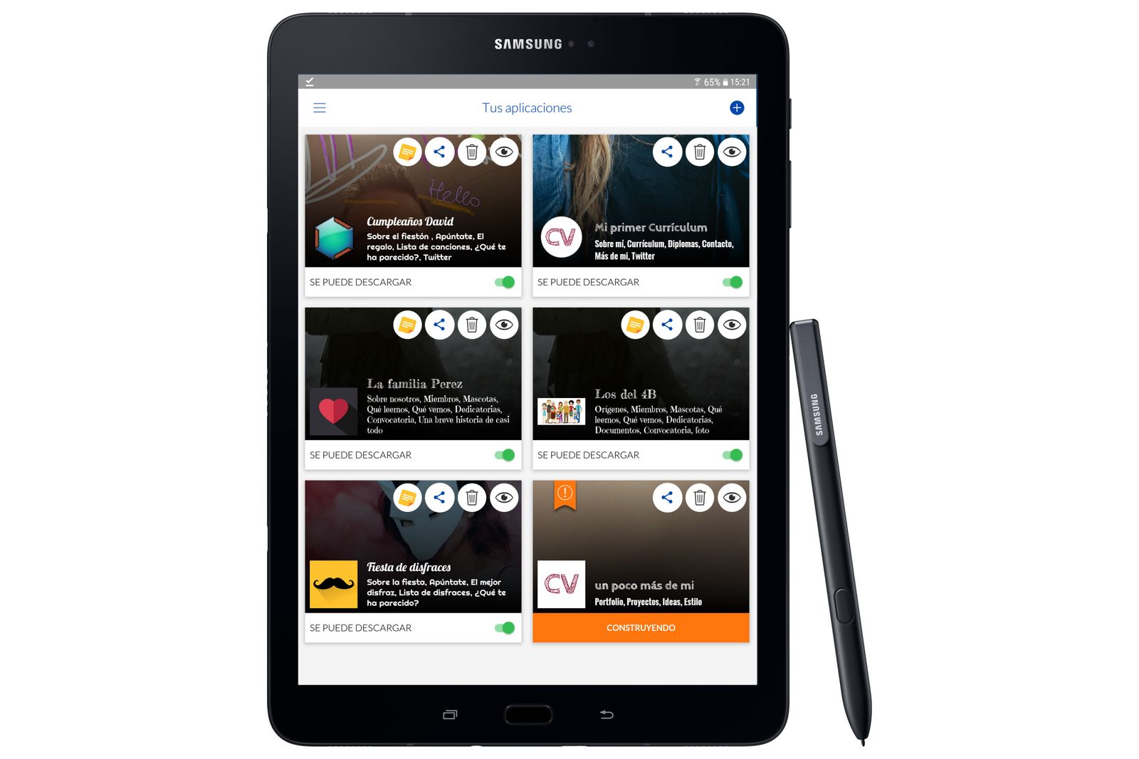 Varios ejemplos de aplicaciones creadas con DoItApp for Samsung.
