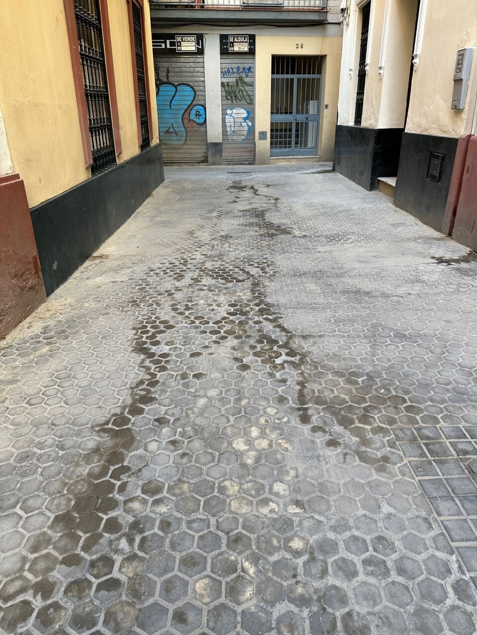 Una calle del centro con varios orines.
