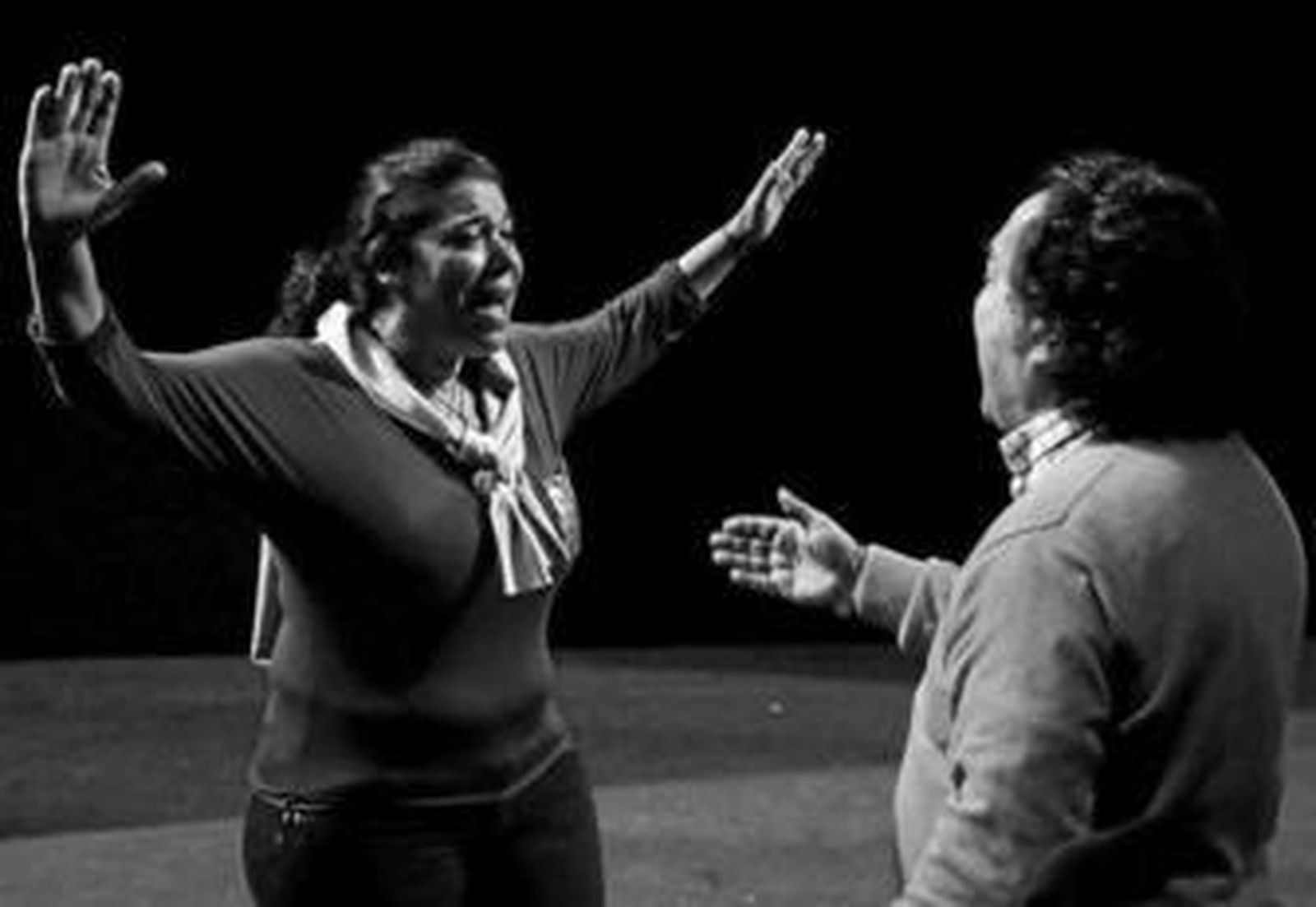 La Macanita y Juan Villar, en un momento del ensayo de ayer en Villamarta.