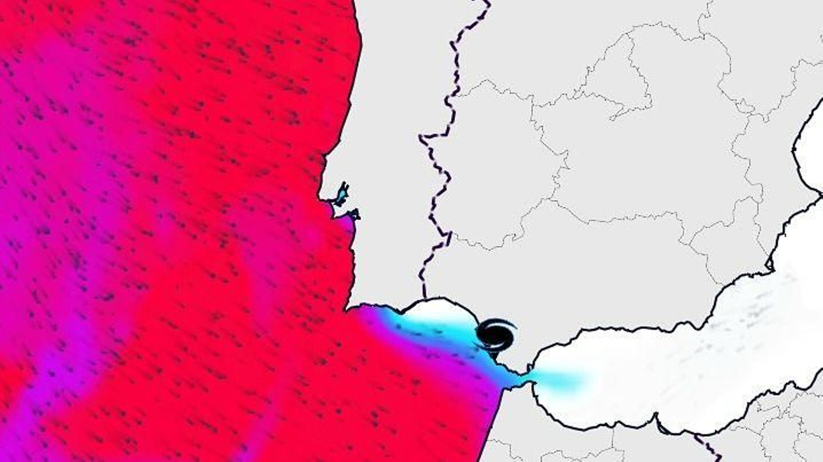 Mapa de mareas en costas atlánticas españolas.