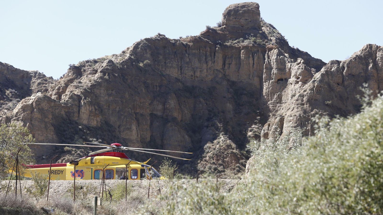 Un helicóptero de emergencia sanitaria, en la pirotecnia accidentada