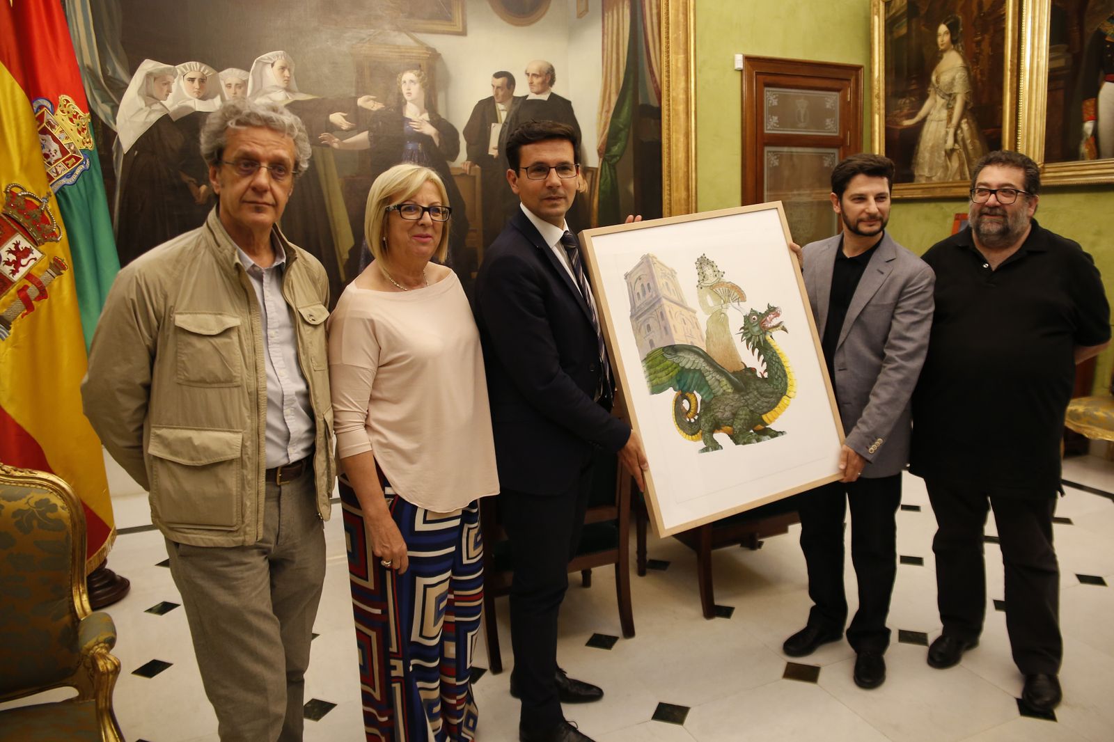 José Carlos Rosales, María de Leyva, Paco Cuenca, Joaquín Peña-Toro y José Vallejo ayer en la presentación del cartel.