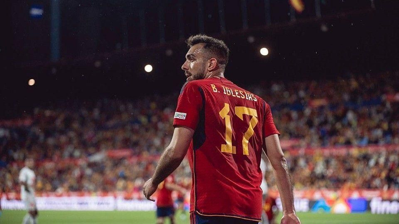 Borja Iglesias, ante Suiza en La Romareda en su único partido con España.