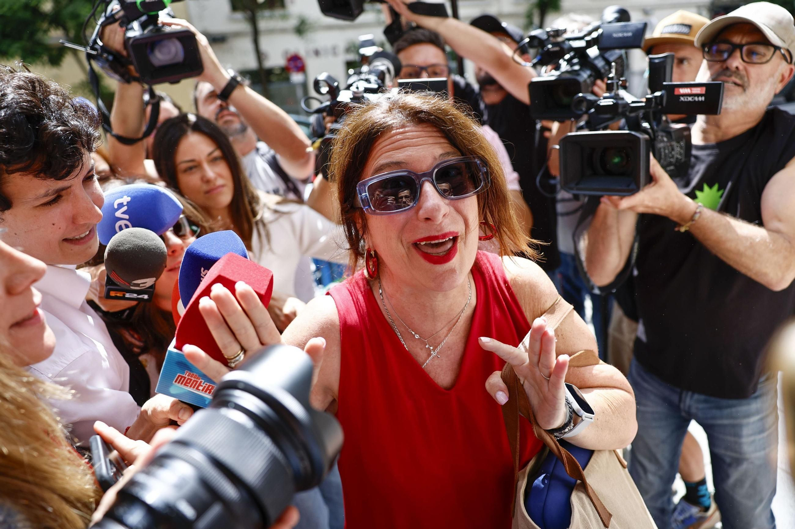 Leire Díez, antes de dar una rueda de prensa.