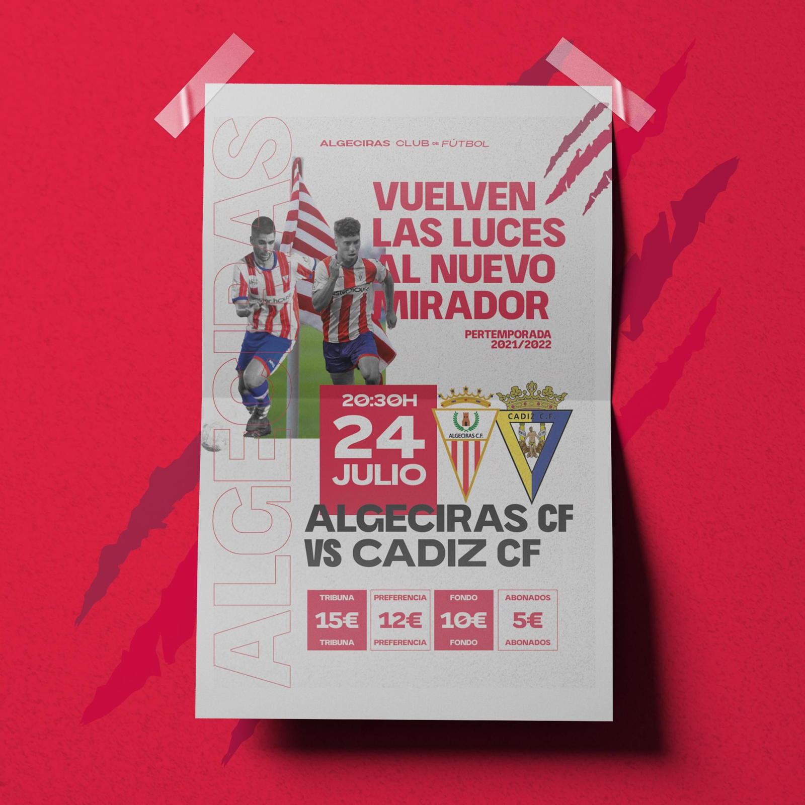 El cartel que ha sacado el Algeciras para el amistoso con el Cádiz.