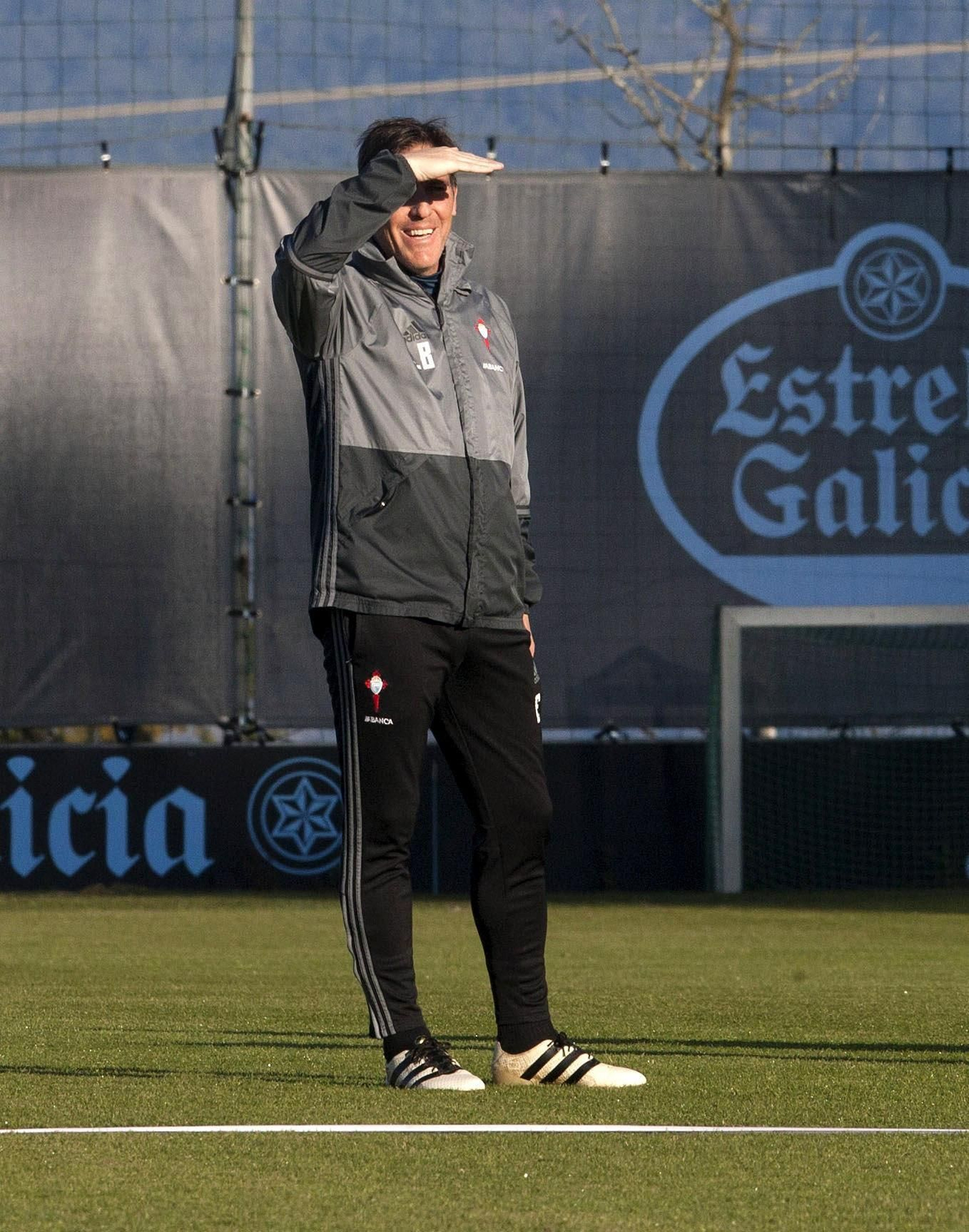 Eduardo Berizzo, en una sesión para preparar la vuelta copera ante el Real Madrid, al que el Celta eliminó.