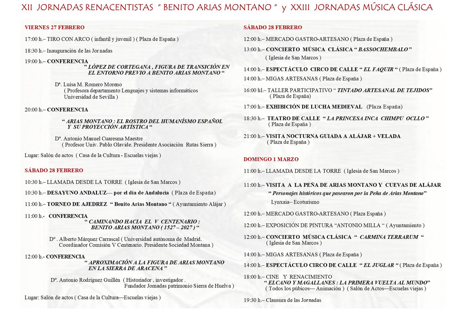 Programación completa de las Jornadas Renacentistas