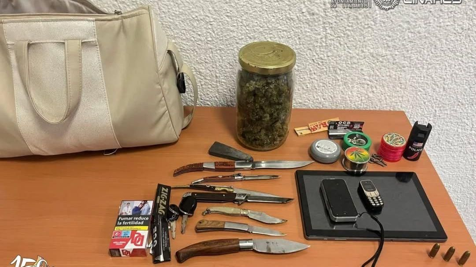 Material incautado por la Policía Local de Linares.