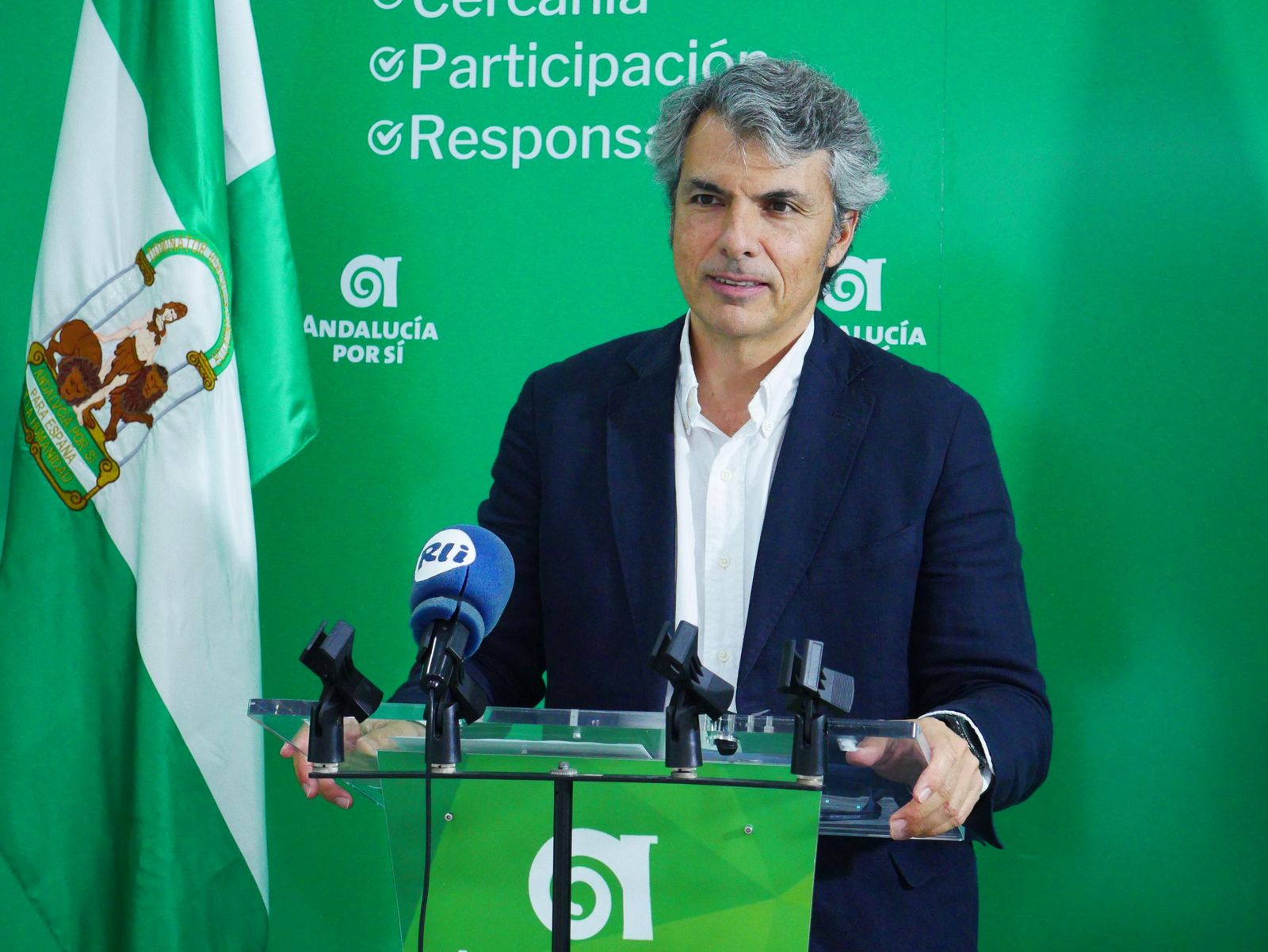 El portavoz de la formación andalucista, durante la presentación de la moción.