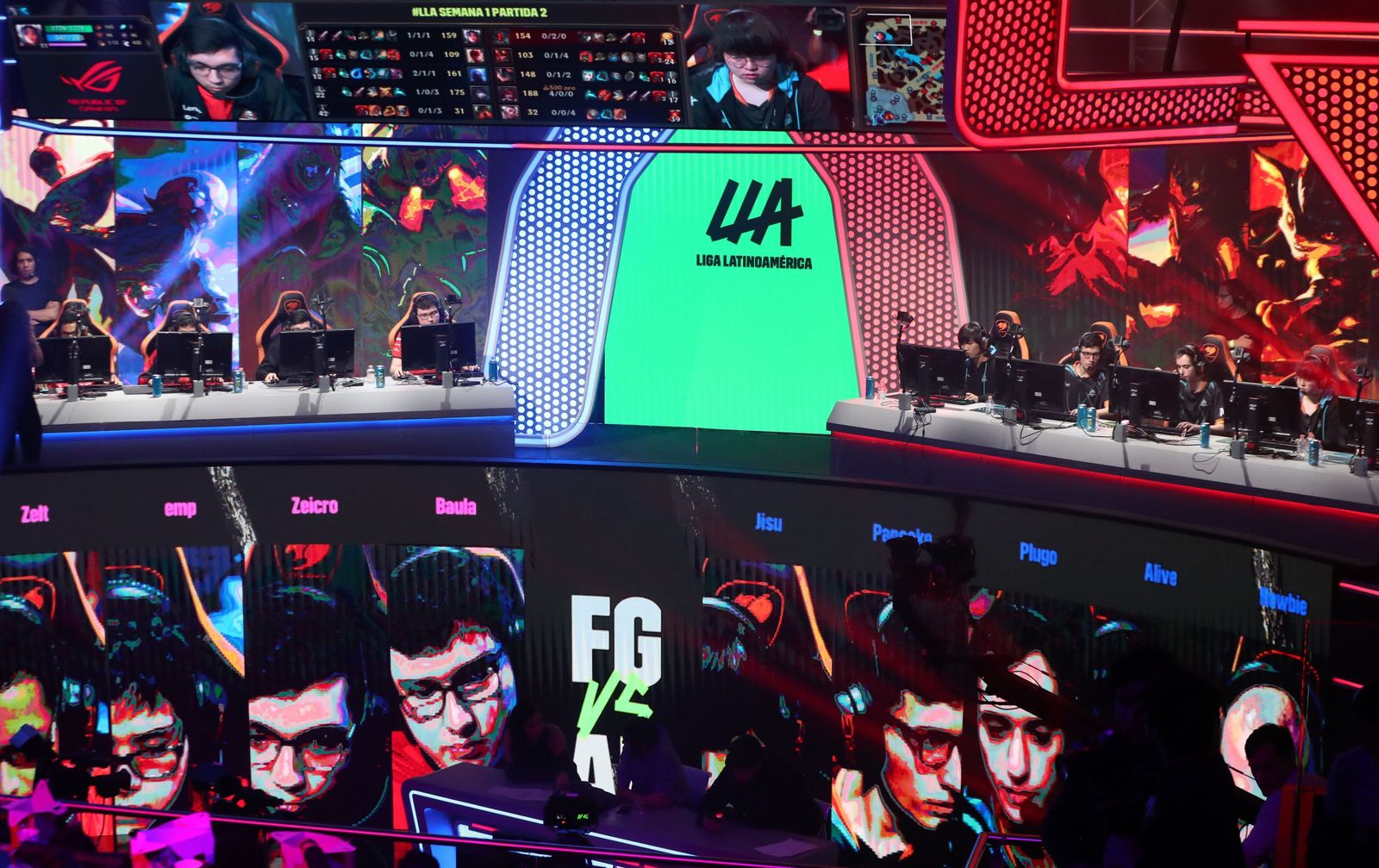 Vista general del torneo de la liga Latinoamericana de League  of  Legends en 2020, en Ciudad de México (México).