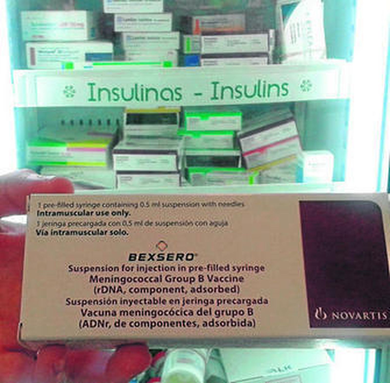 Una dosis de la vacuna Bexsero frente a la meningitis B.