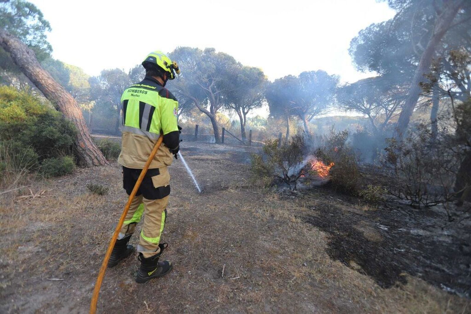 Bombero del Consorcio Provincial durante la tarde del miércoles.