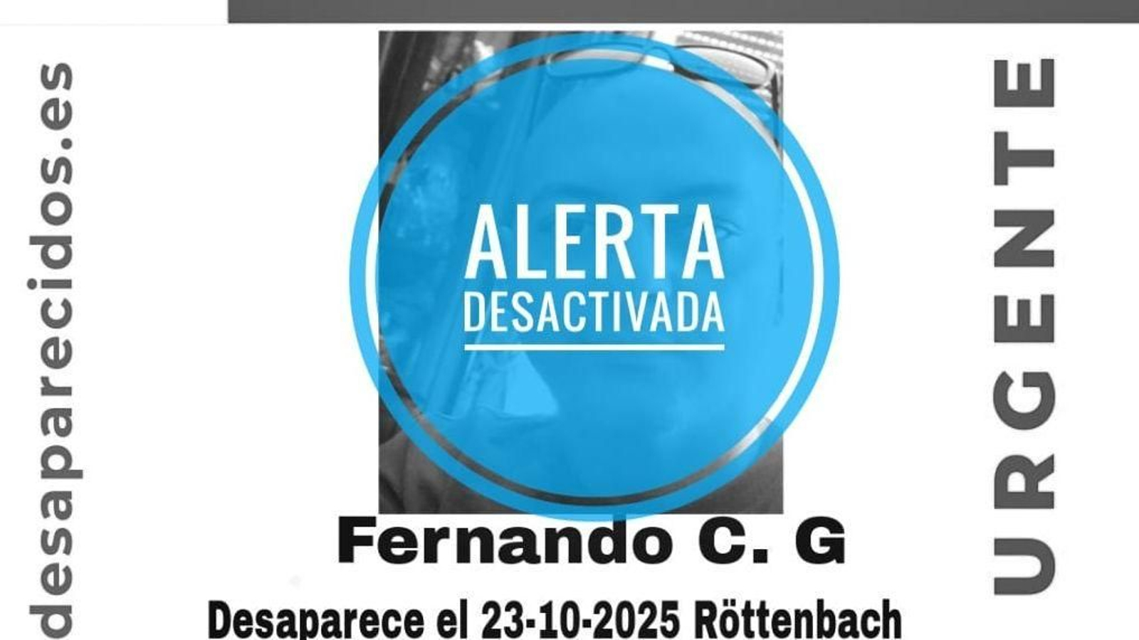 Cartel con el que se desactiva la alarma de la desaparición.