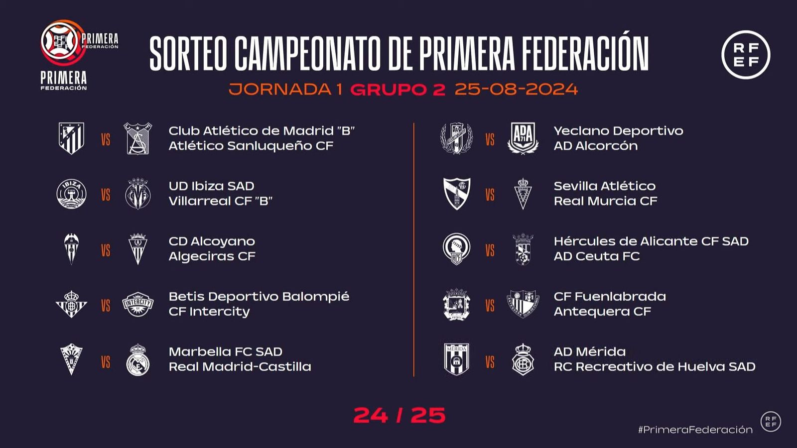 Primera jornada del Grupo 2 de Primera Federación. Primera jornada del Grupo 2 de Primera Federación.