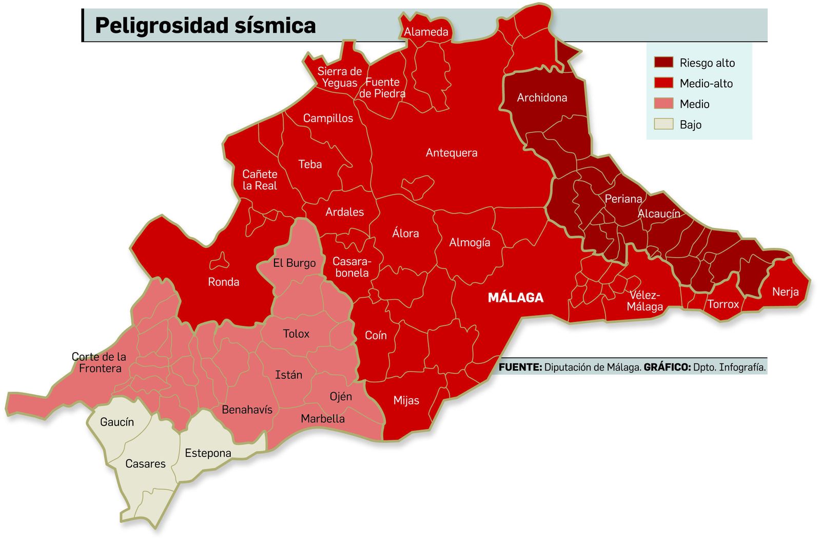 23 municipios de Málaga tienen un riesgo alto de sufrir un gran terremoto