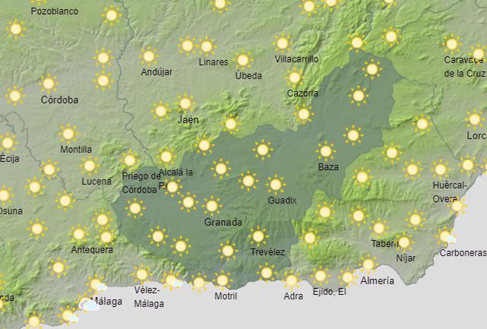 El sol reinará en toda la provincia.