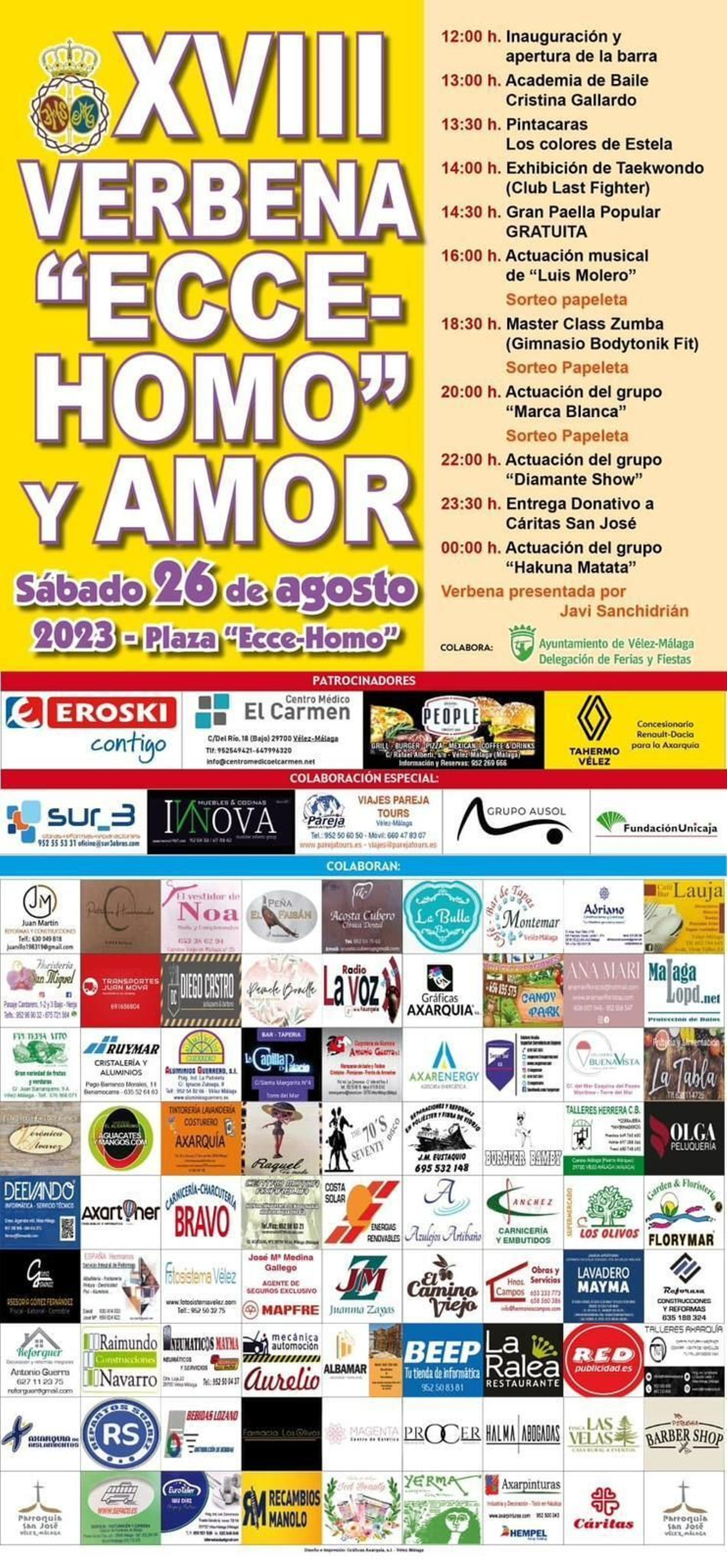 Cartel de la XVIII Verbena 'Ecce-Homo y Amor' en Vélez-Málaga