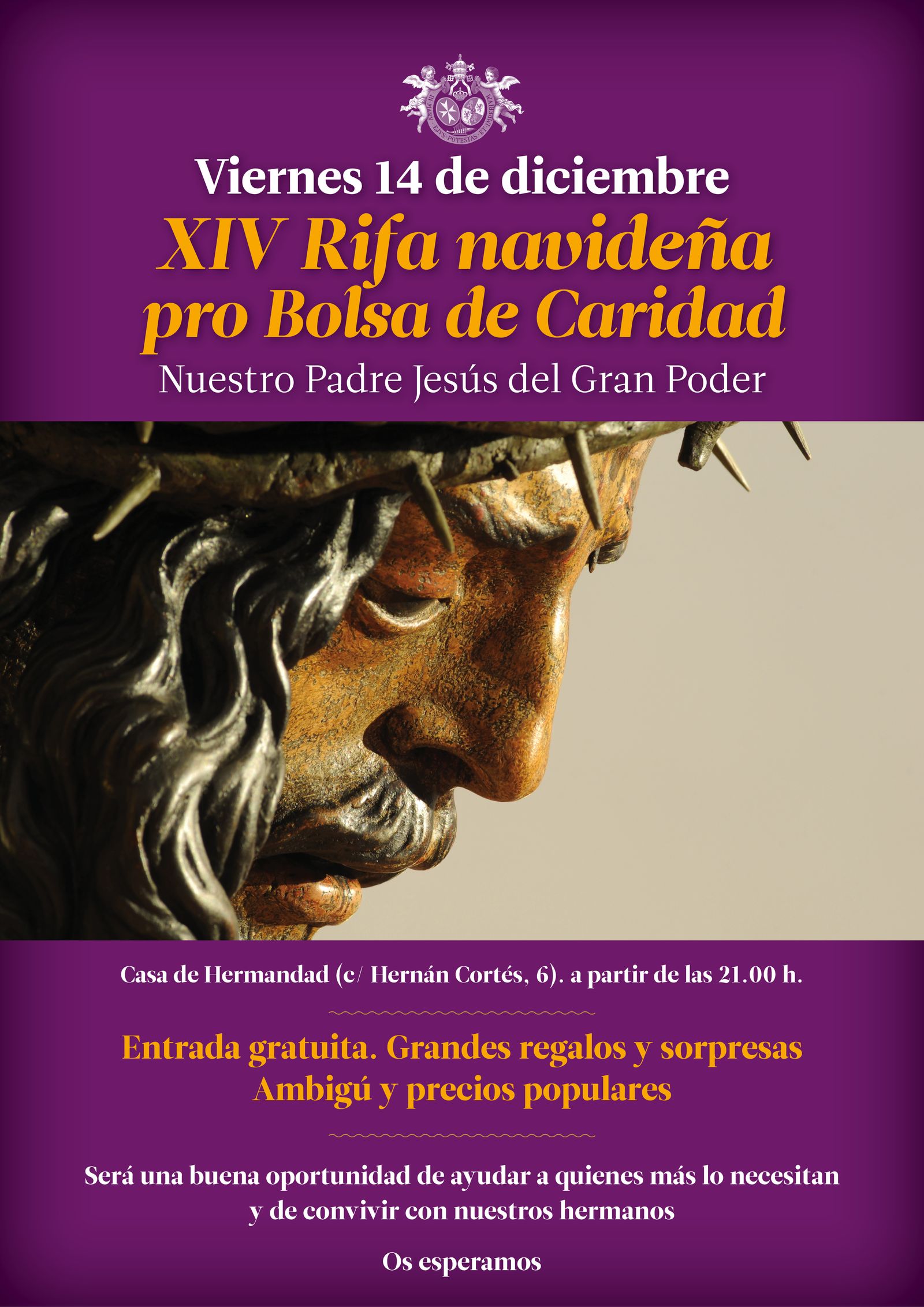 Cartel anunciador de la rifa navideña del Gran Poder.