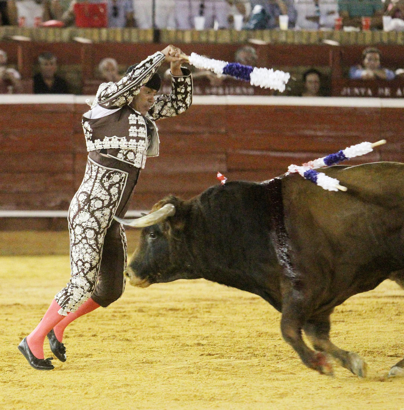 David de Miranda durante la corrida de esta tarde en la Plaza de Toros La Merced
