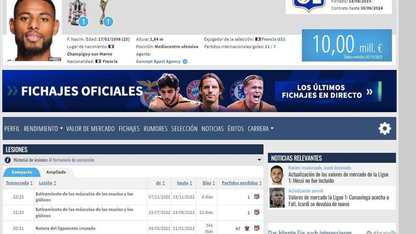 Las dos lesiones del cruzado de la rodilla de Reine-Adélaïde