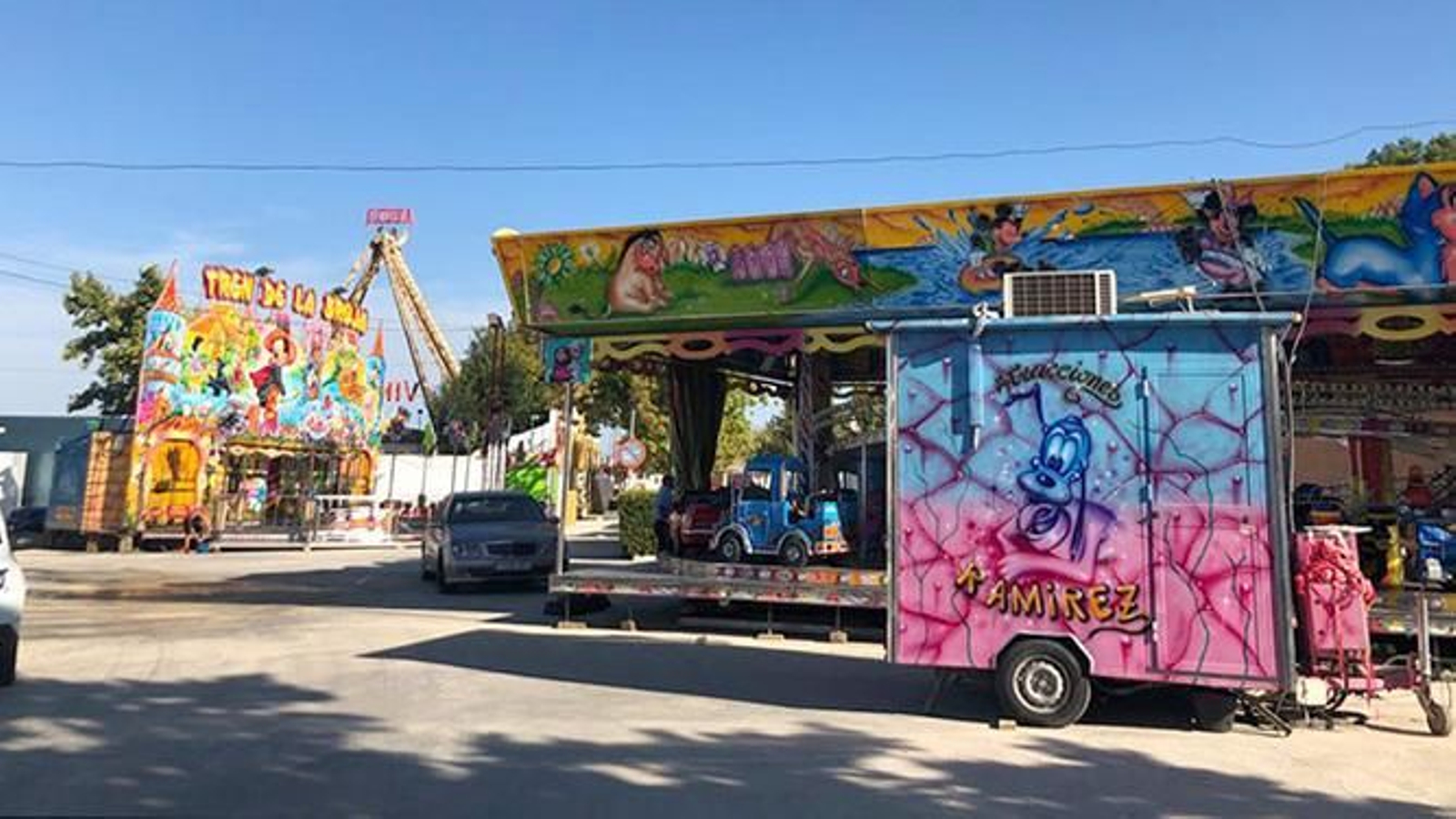 Atracciones instaladas estos días en Aguilar de la Frontera.