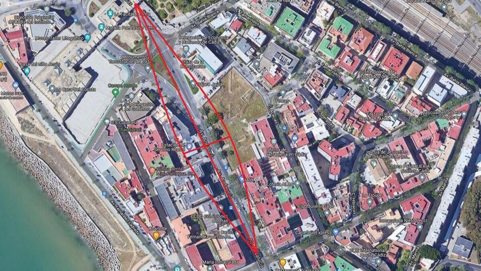 ¿Qué distancia ocuparía el 'Icon of the Seas' en la avenida de Cádiz?