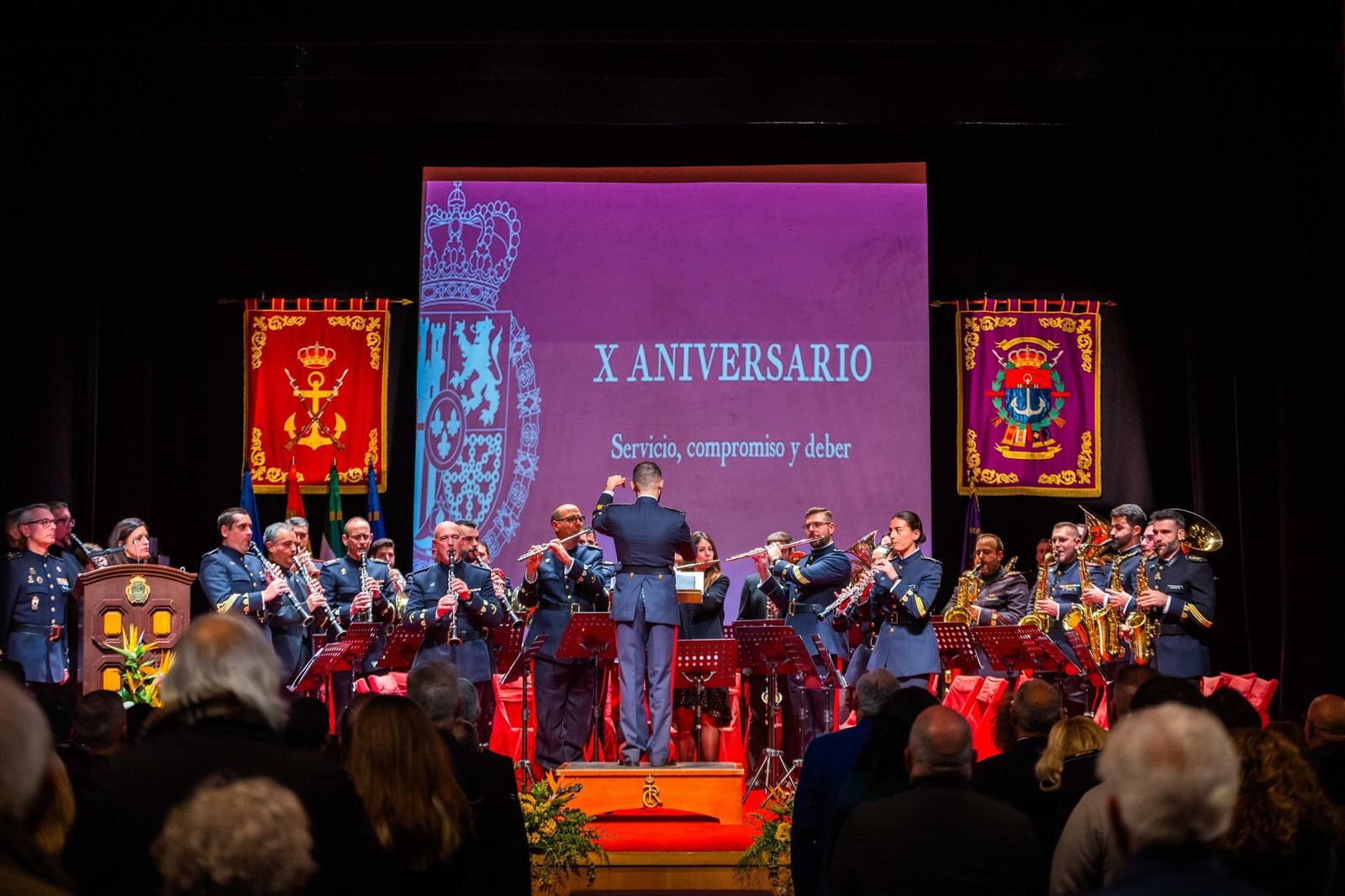 La Unidad de Música del Tercio Sur, cuyo grupo de cámara ofrecerá un concierto en el Ayuntamiento de San Fernando este viernes, en un acto anterior