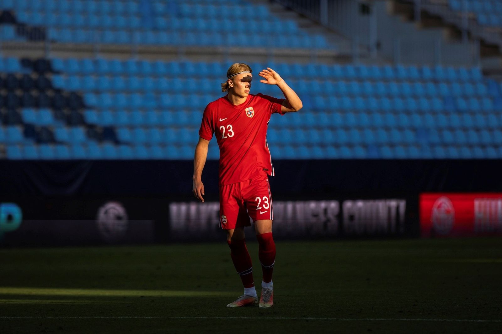 Haaland, durante el duelo Noruega-Grecia.