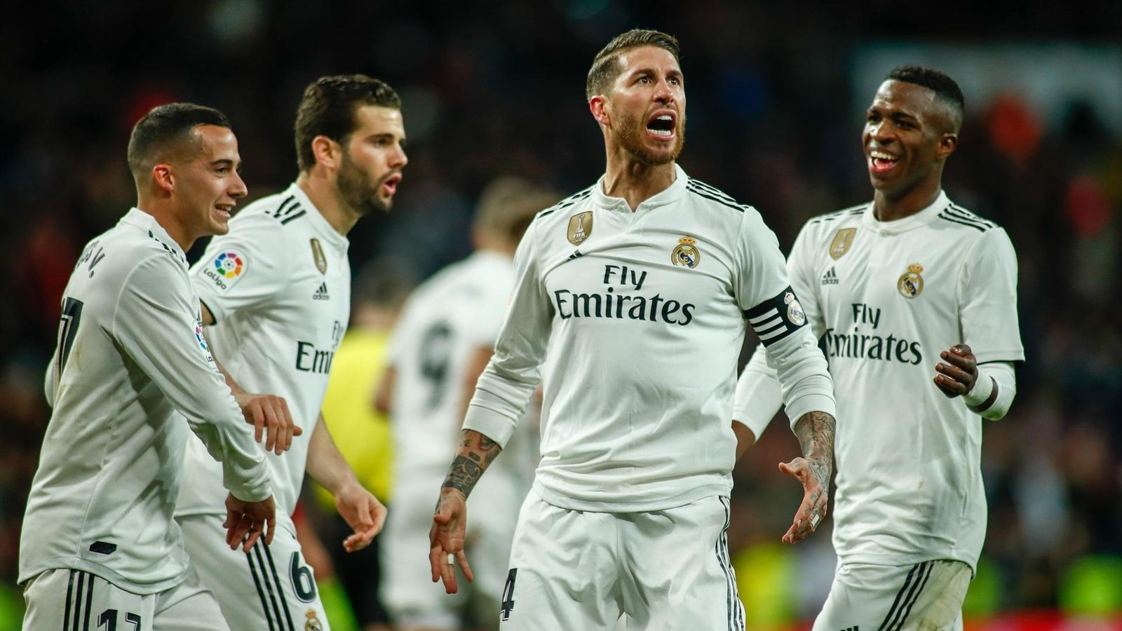 Sergio Ramos celebra su gol ante el Girona en 2019, en la Copa del Rey
