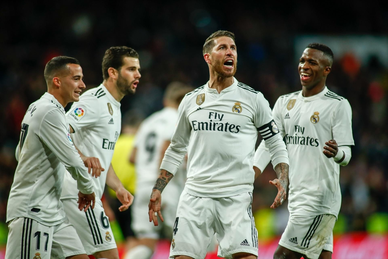 Sergio Ramos celebra su gol ante el Girona en 2019, en la Copa del Rey