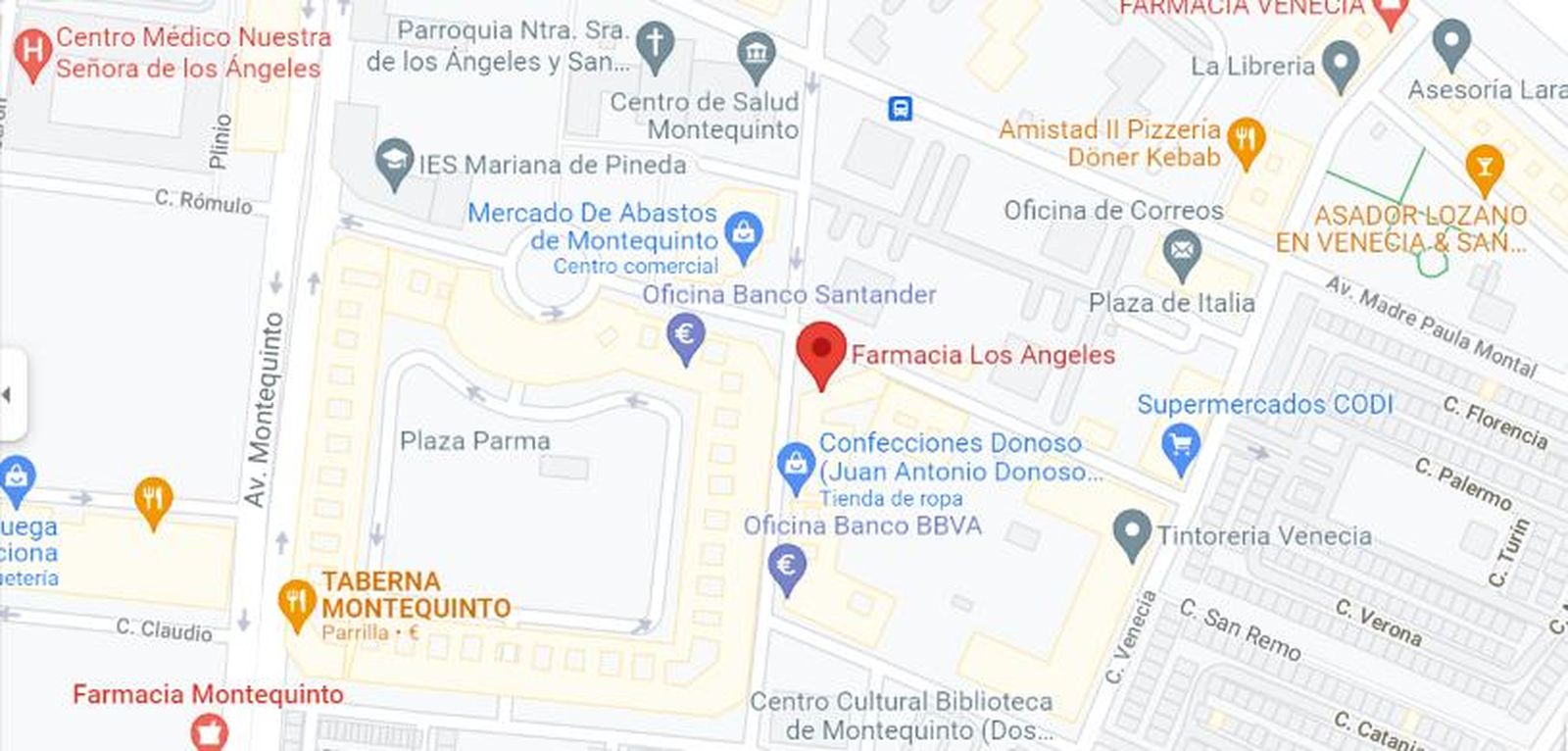 Mapa con la localización de la farmacia Los Ángeles de Dos Hermanas (Sevilla)