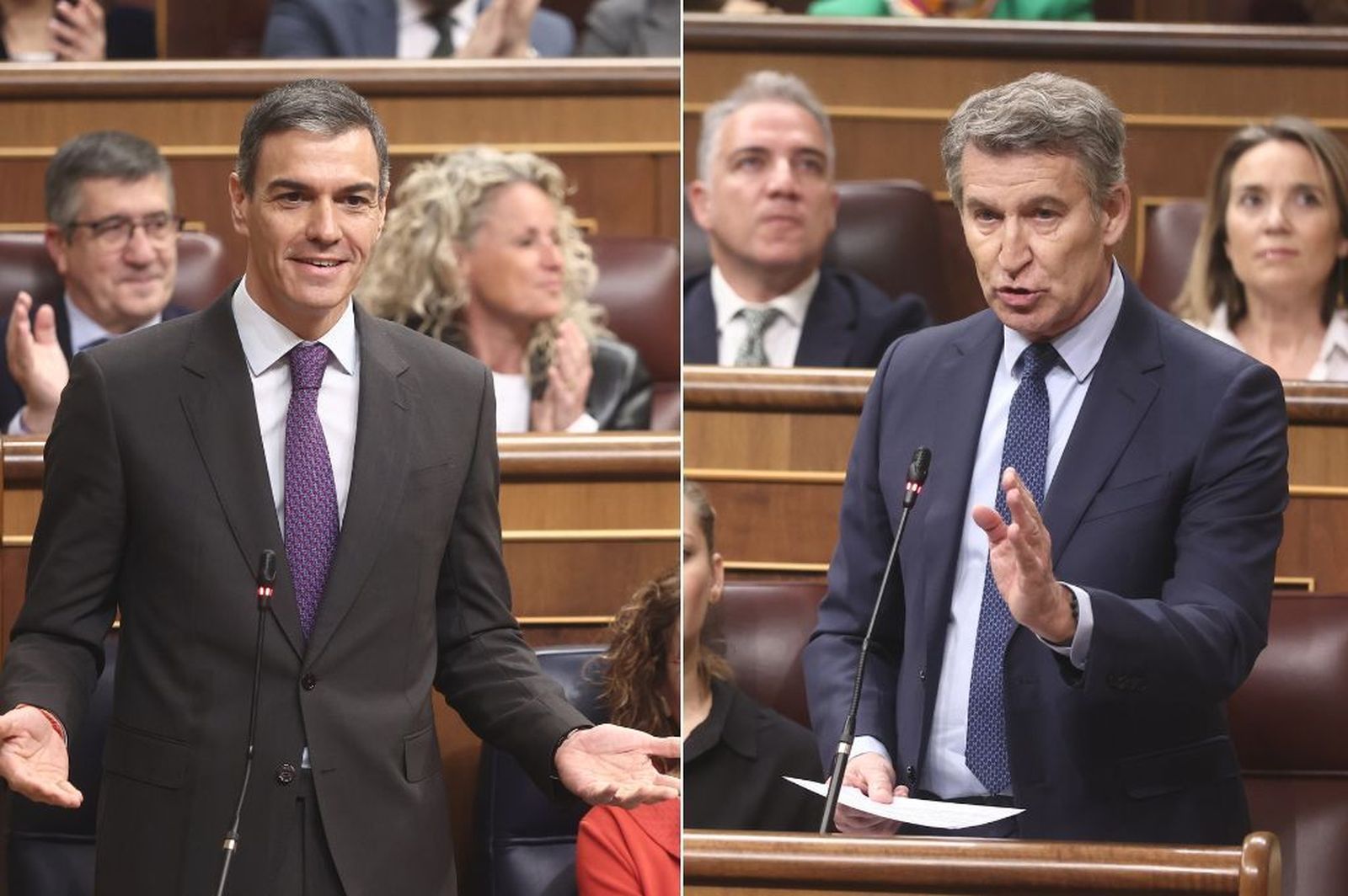 Pedro Sánchez y Alberto Núñez Feijóo, en el Pleno del Congreso.