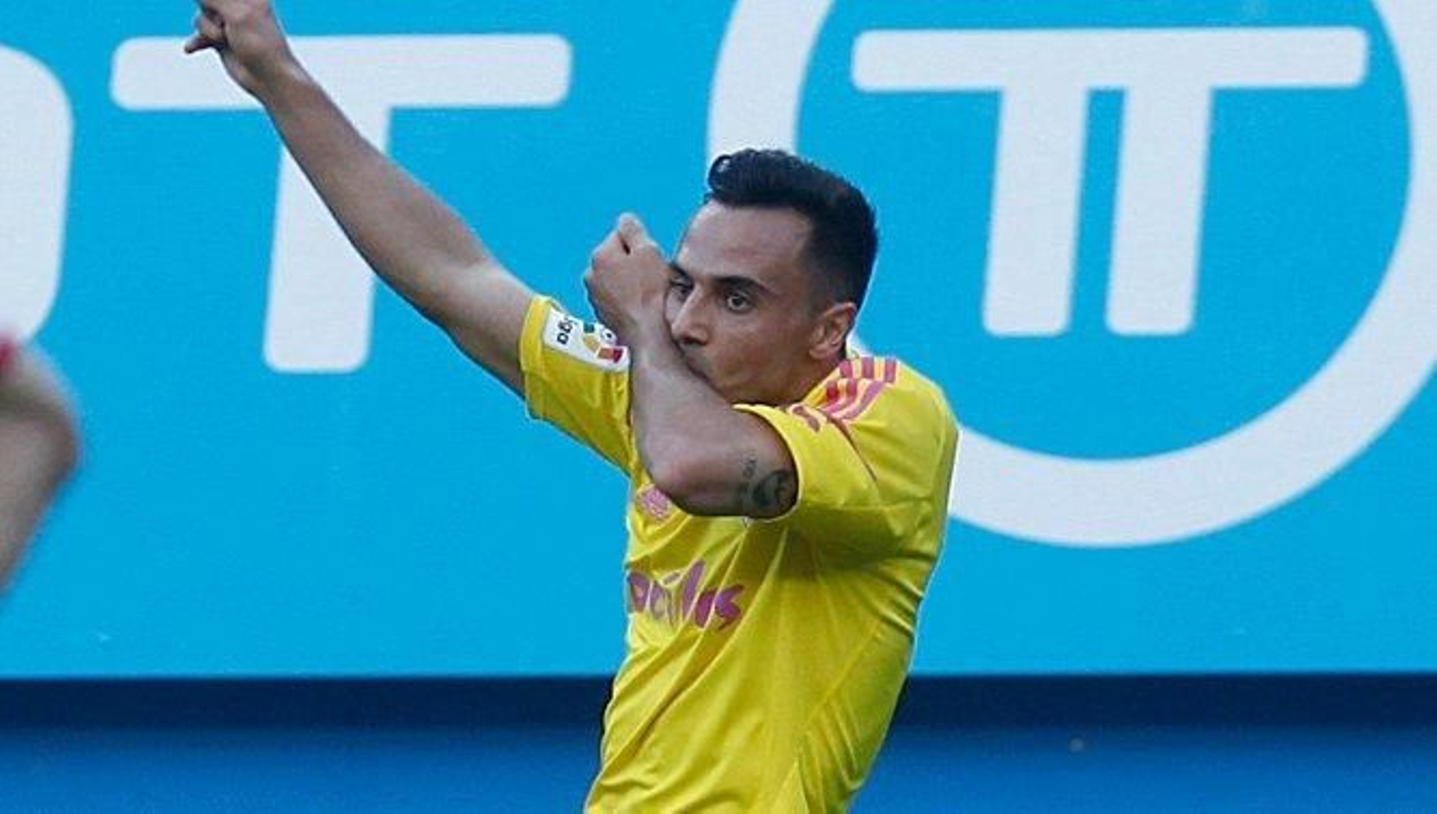 Álvaro García festeja el gol que marcó ante el Rayo Vallecano.