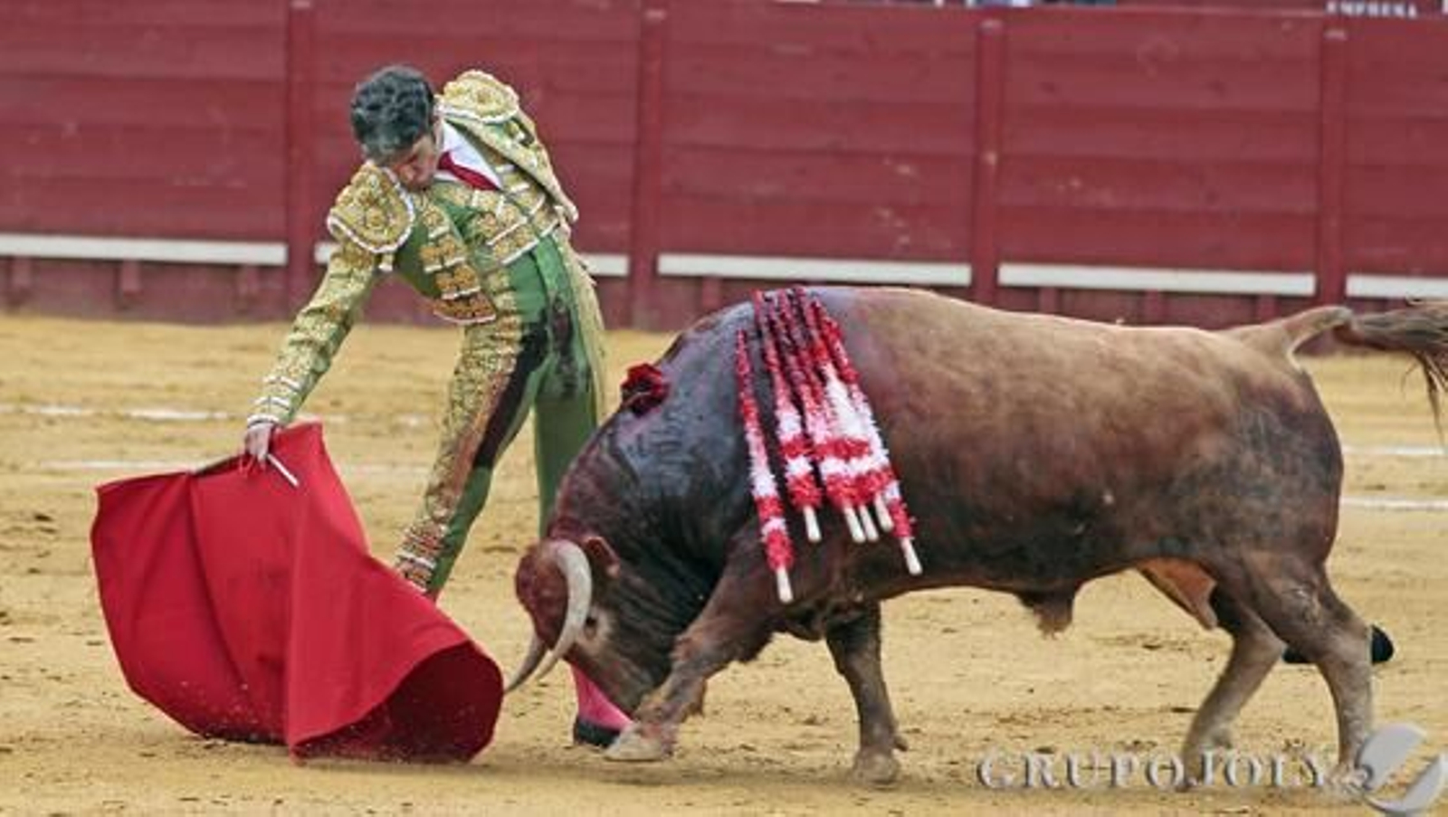 La humillada embestida del extraordinario Lanudo de Cuvillo y el temple y mando de José Tomás, también soberbio con la derecha.

Foto: Miguel Angel Gonzalez