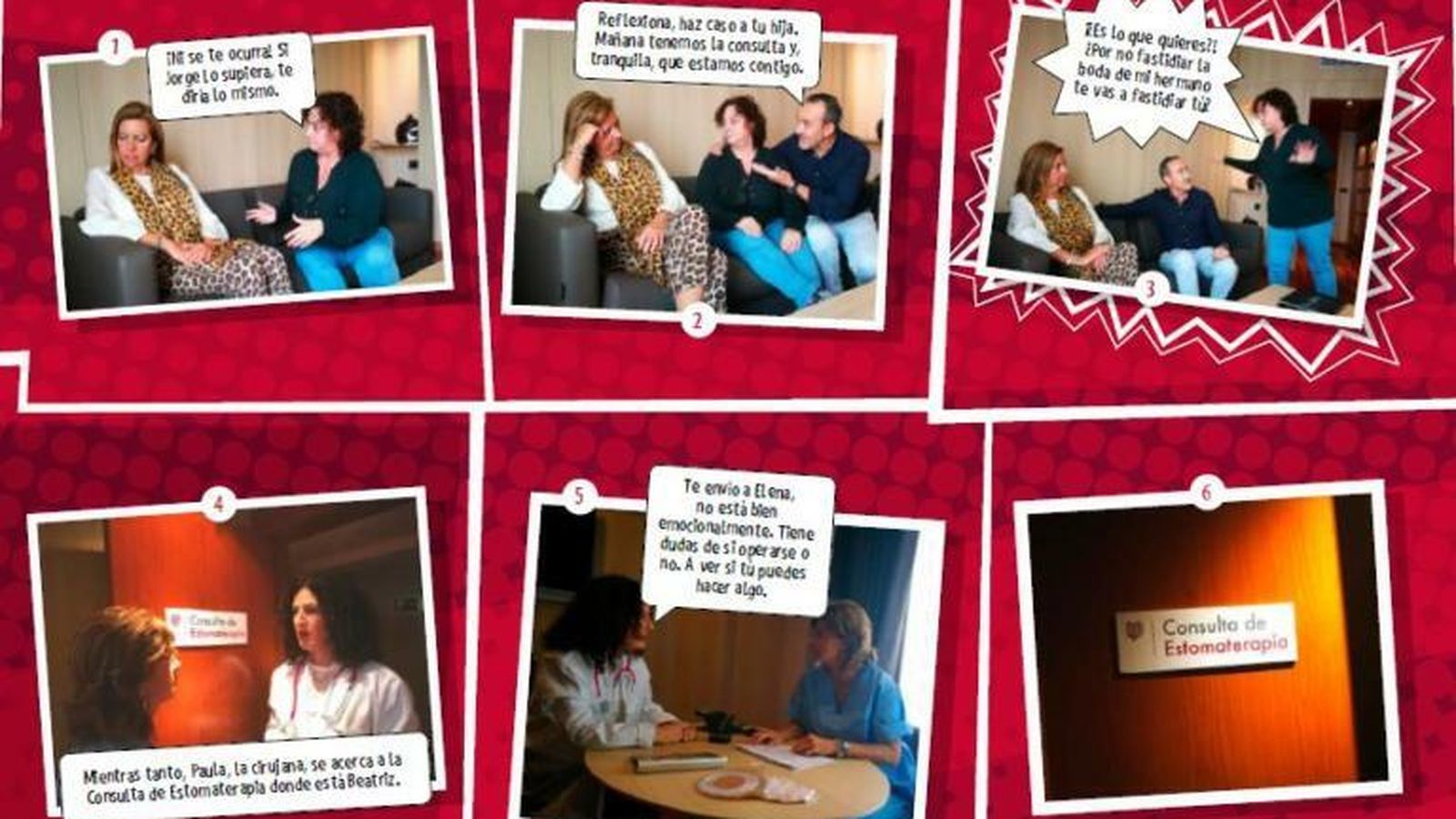 A través de 6 tiras de cómic se representan algunas de las situaciones más habituales a las que se enfrentan los pacientes ostomizados, sus cuidadores y los enfermeros expertos en estomaterapia.