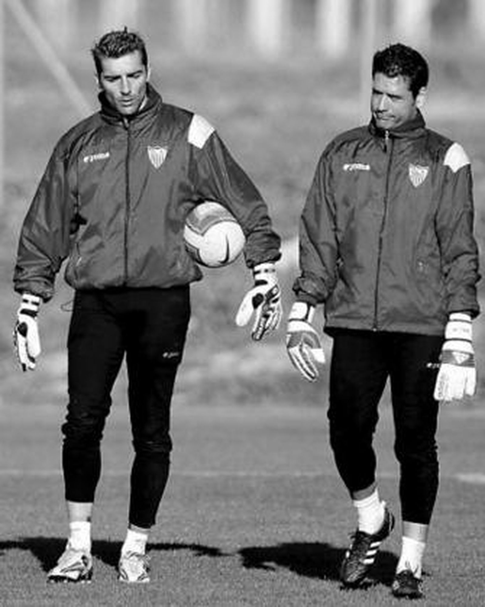 De Sanctis y Palop, durante un entrenamiento.