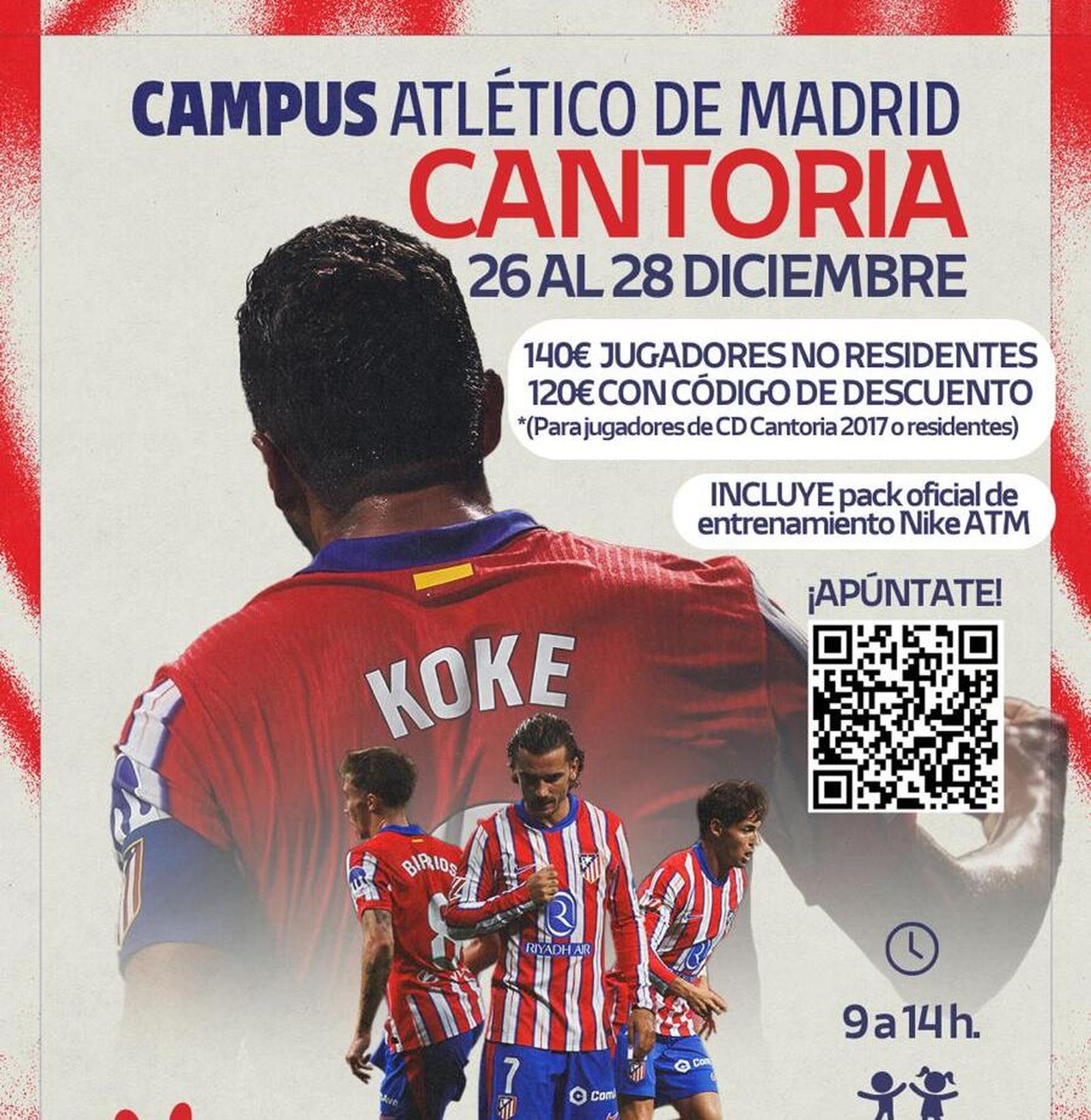 Cartel del Campus que organizará el Atletico de Madrid a finales de diciembre en la localidad almeriense de Cantoria.