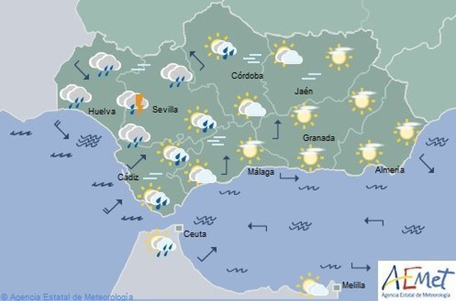 Previsión de Aemet para este lunes.