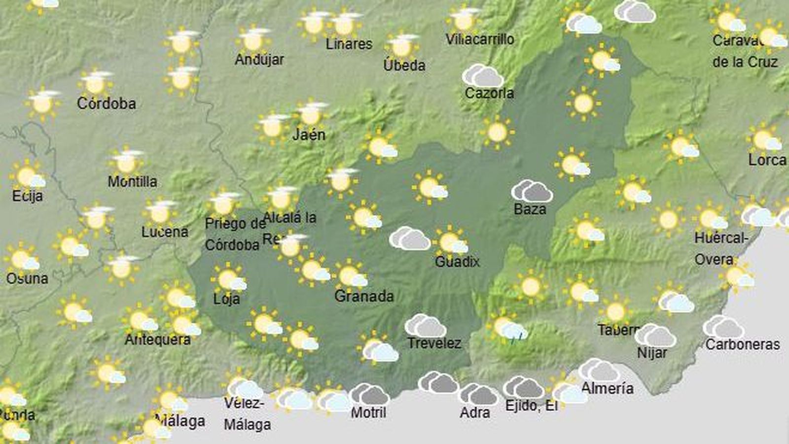 El Tiempo en Granada el 12 de marzo de 2026