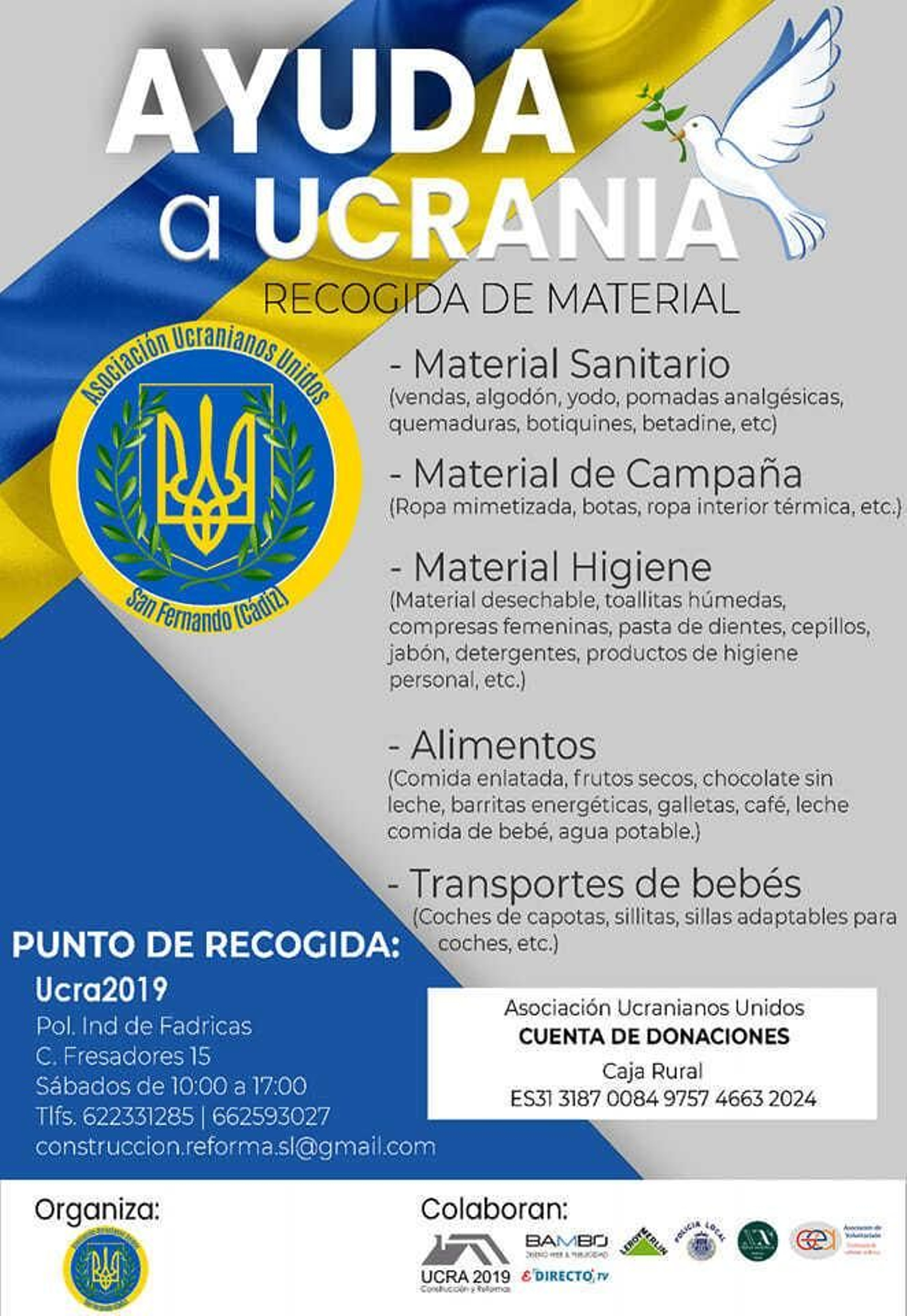 Cartel con información de la asociación Ucranianos Unidos.