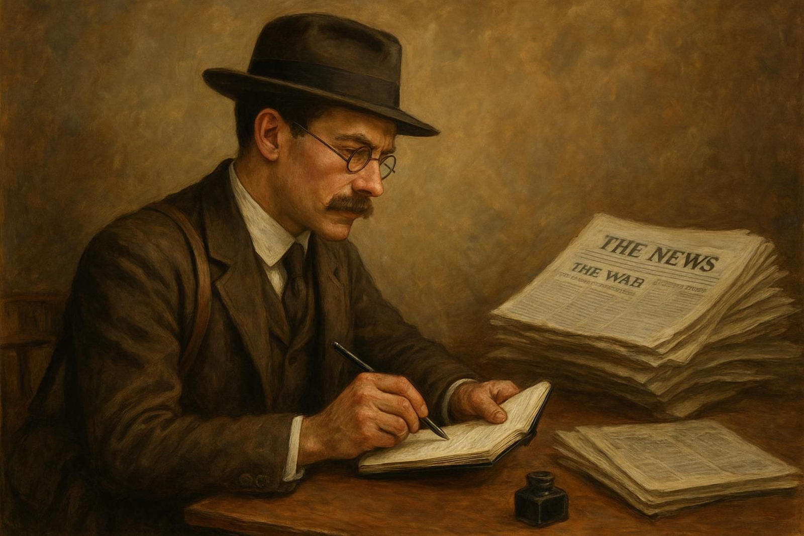 Un periodista elaborando una crónica.