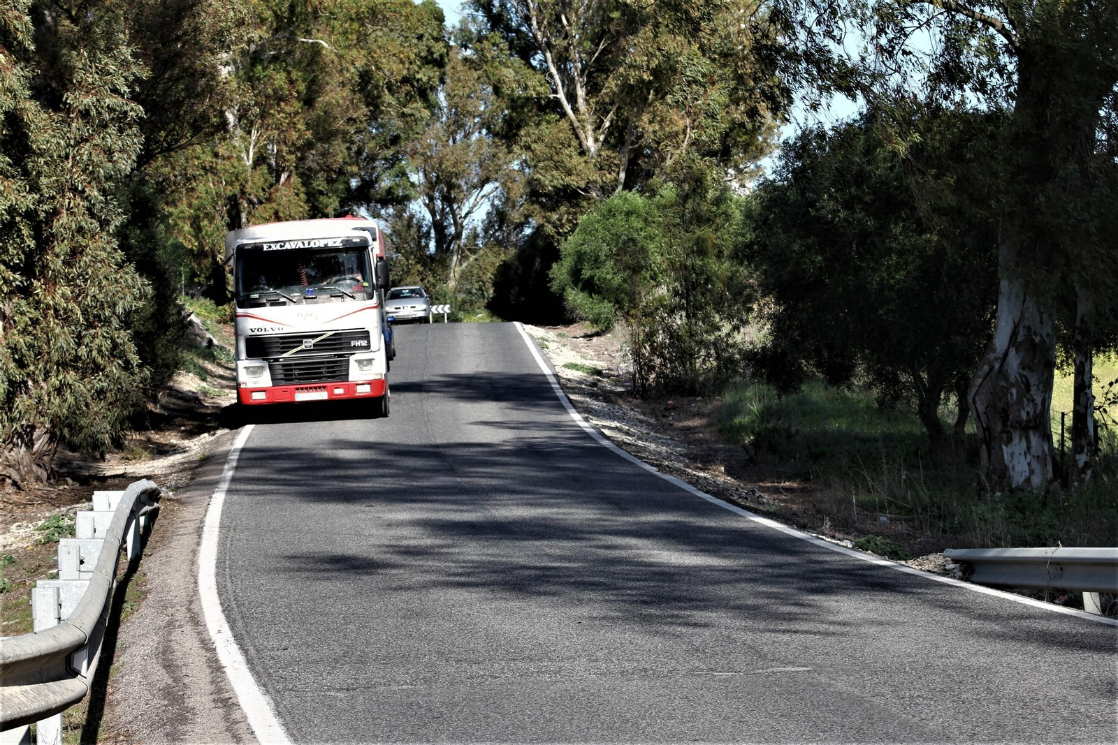 Un camión circula por la A-389 entre Arcos y Paterna.