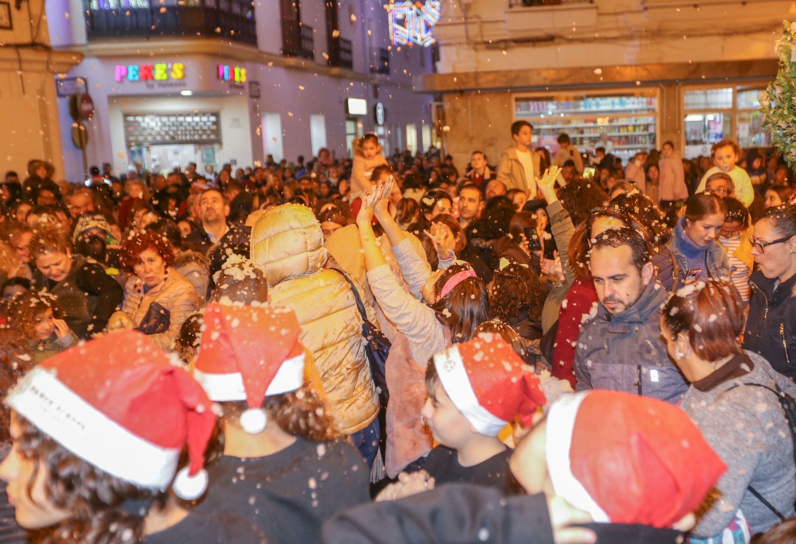 Ambiente en el centro durante la celebración de una de las nevadas.