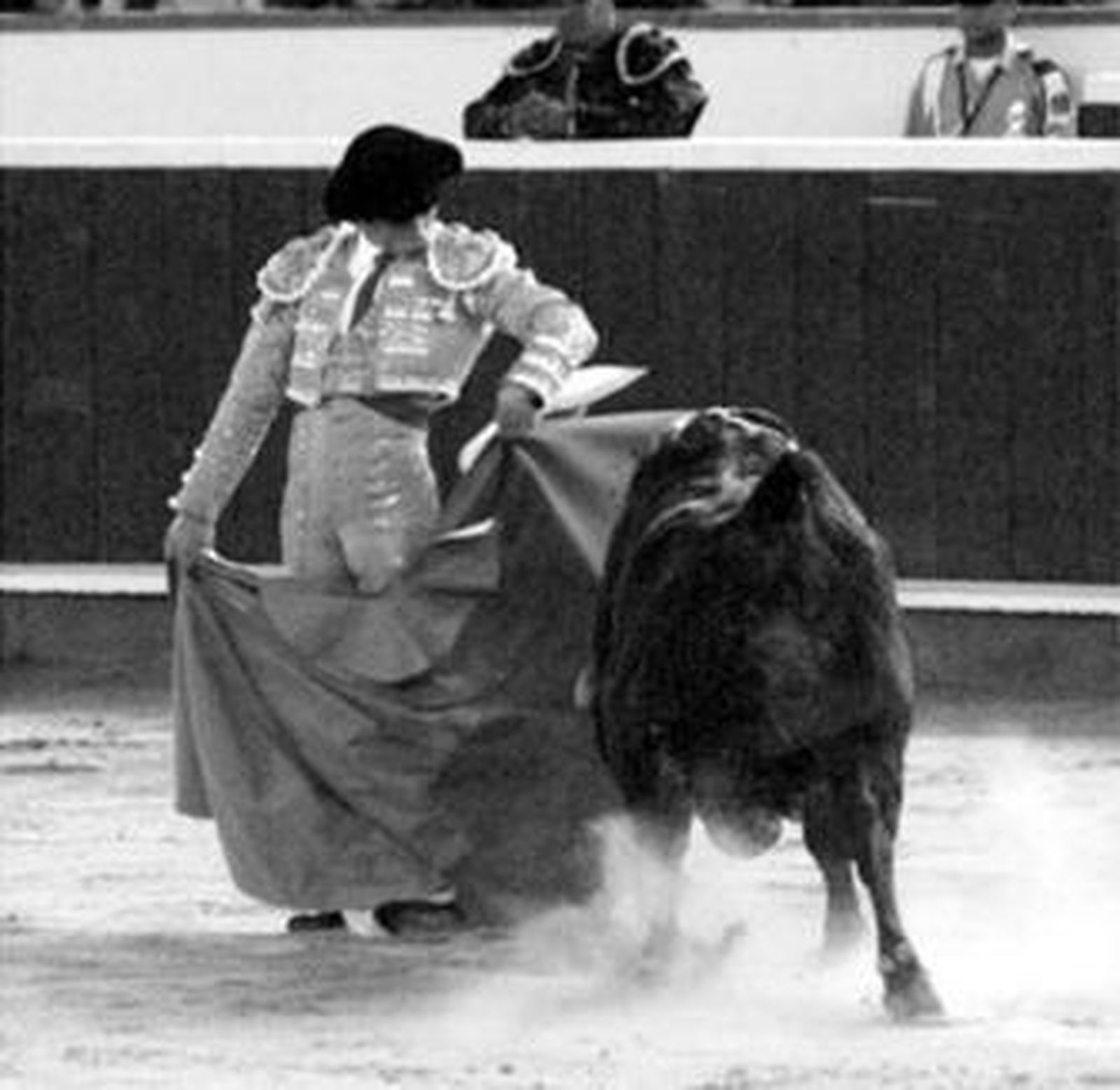 Abellán recetando una chicuelina a su primer toro de la suelta.