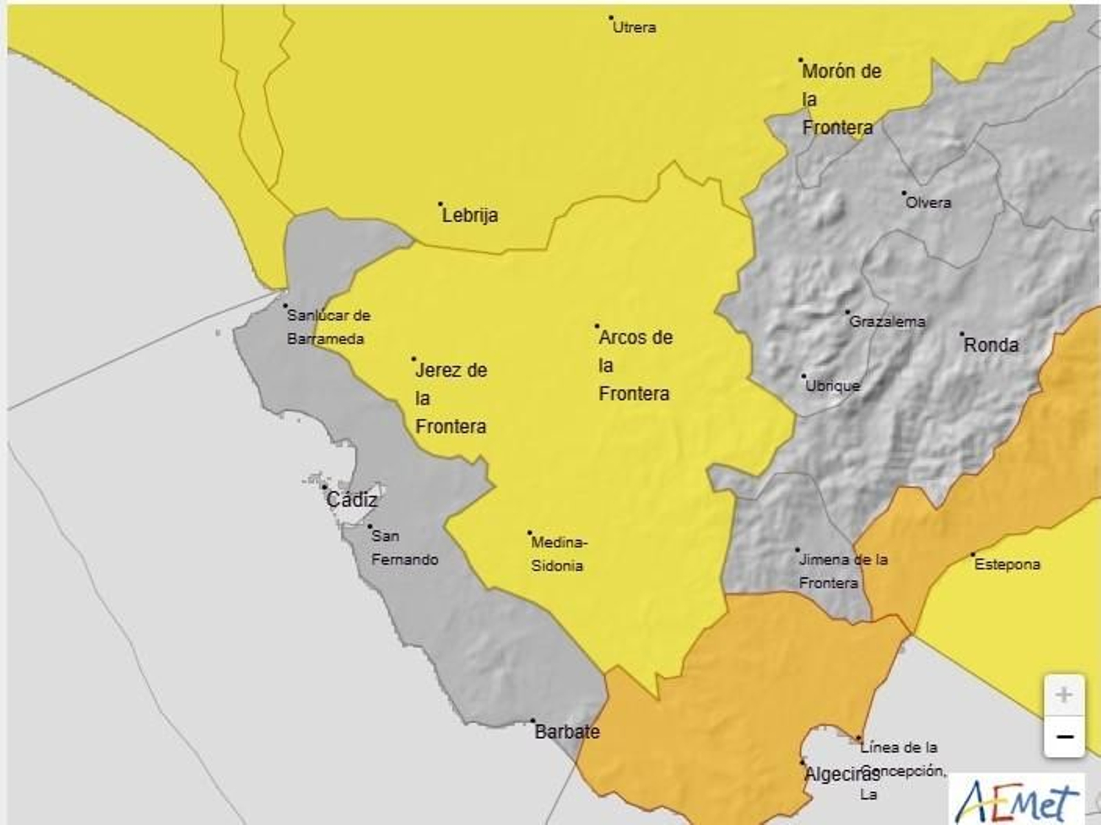 Mapa con los avisos activados por la Aemet para este lunes 3 de marzo