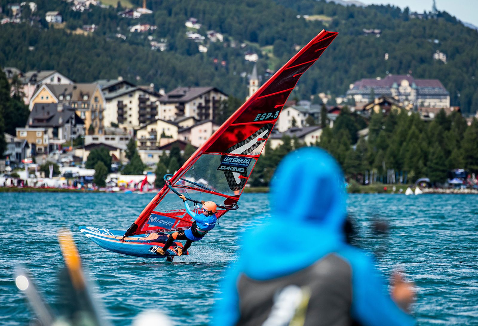 Marina Alabau, durante la primera jornada en el lago Silvaplana
