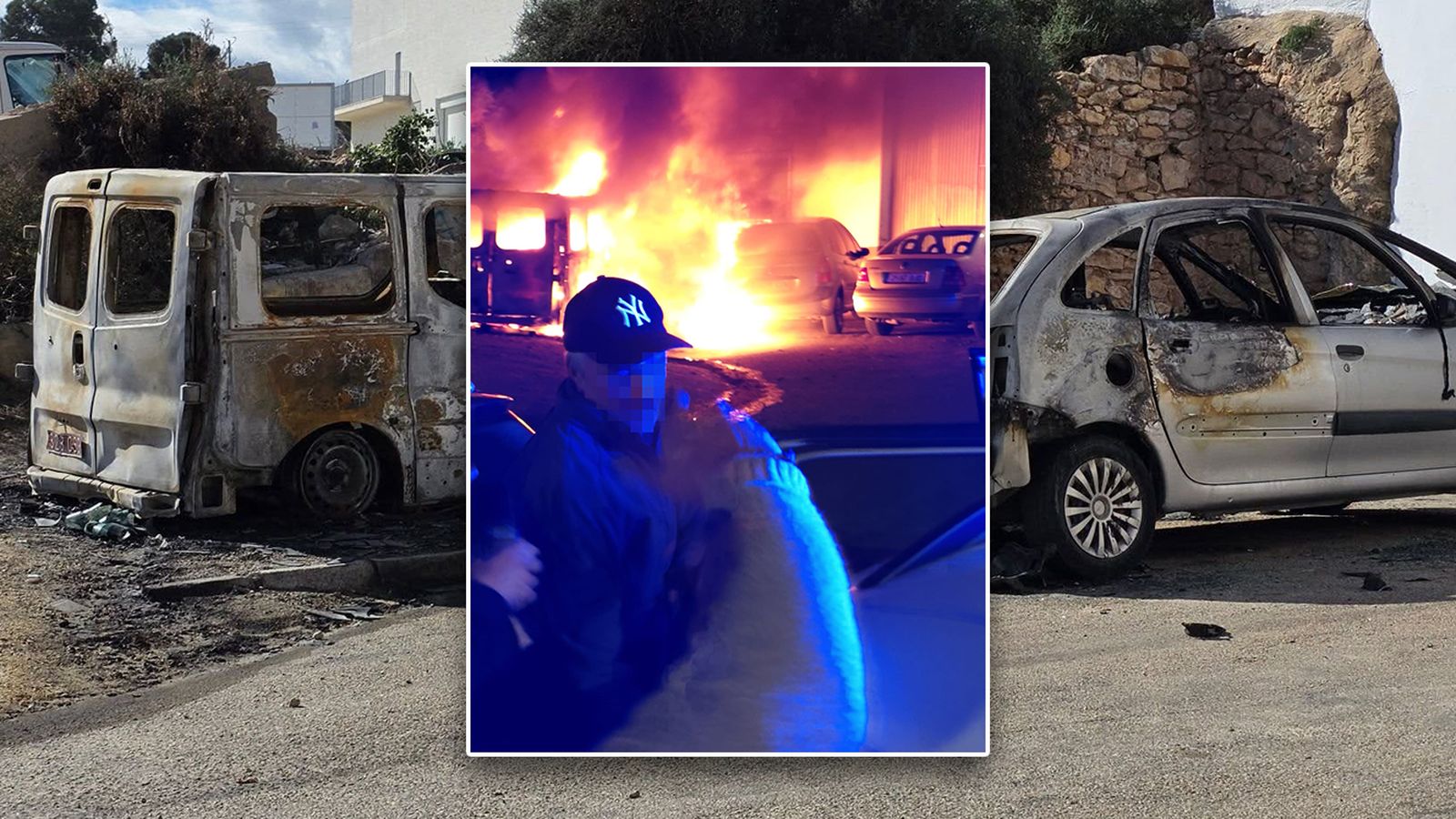 Varios coches y contenedores incendiados en Vera