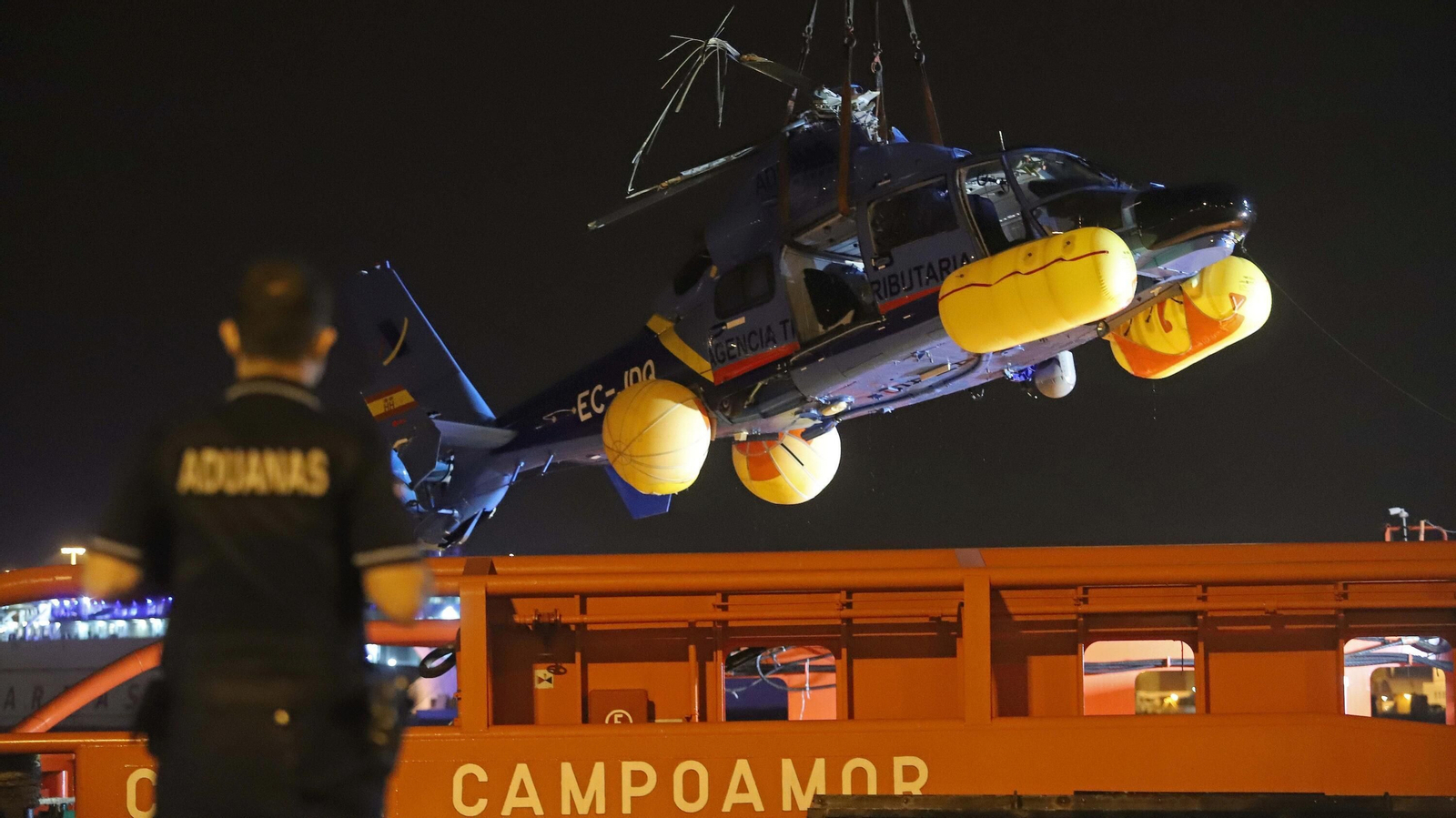 El helicóptero de Aduanas accidentado en julio de 2021.