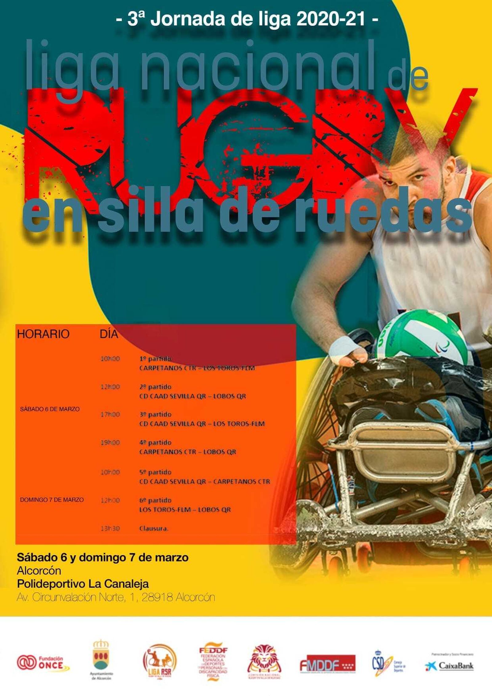 El cartel del cuadrangular en Alcorcón.